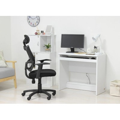 フットリラクゼーションデスク ホワイト フットレスト付き AKU101338501