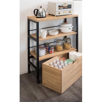 スチールキッチンワゴン 幅70 ブラック AKU102343901