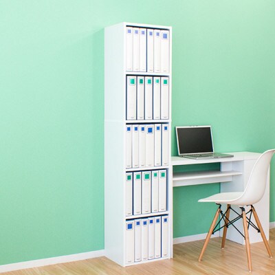 A4ファイル収納 5段 キングファイル対応 書類棚 ホワイト aku100473006