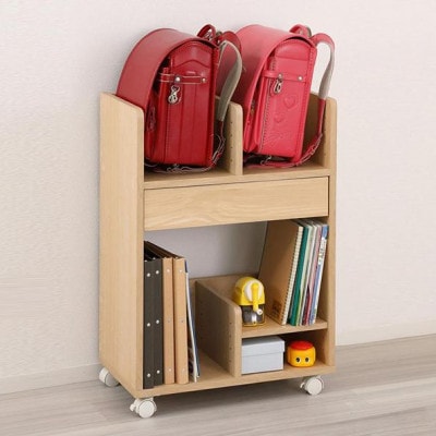シンプル ランドセル収納ワゴン ナチュラル AKU101097702