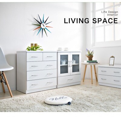 フレッシュ シンプルローチェスト 幅89.5cm ホワイト 木製 sb23683