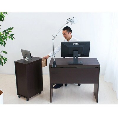 パソコンデスク(キャビネット付) 鏡面ブラック AKS100962203