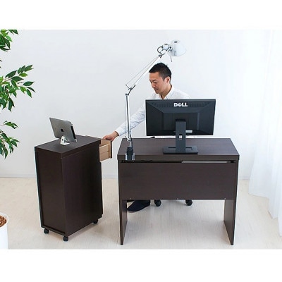 パソコンデスク(キャビネット付) ブラウン AKS100962201