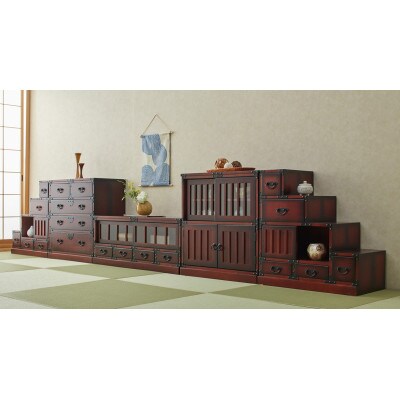 民芸調 階段箪笥 幅67cm×奥行33(34.5)×高さ70cm【左下がり】sb64733