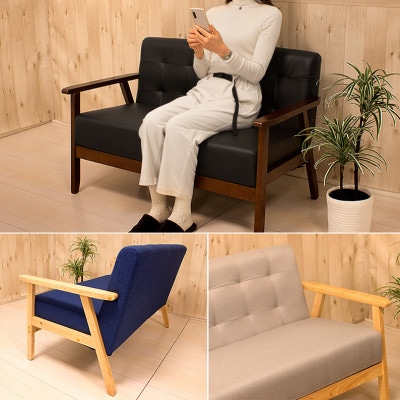 2Pソファ オスロ ブラック AKU101186601