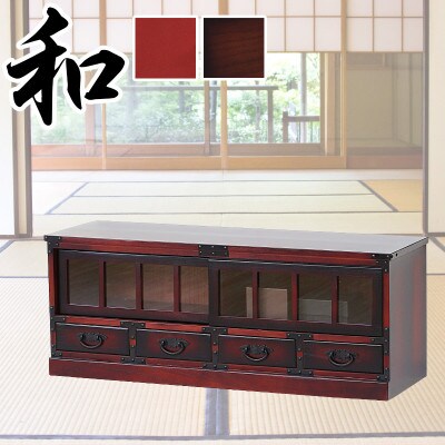 民芸調 ローボード 幅100cm×奥行33(34.5)×高さ39.5cm 完成品 sb64805