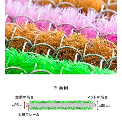 玄関マット 靴裏の泥・雪落とし 60×90cm 5枚セット ピンク BOK100530504