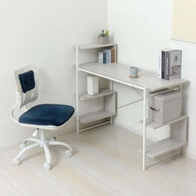 らくらく組立 棚付デスク W120cm ホワイト AKU104477501
