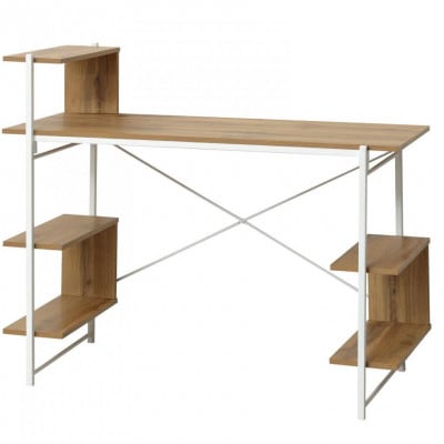 らくらく組立 棚付デスク W120cm ナチュラル AKU104477502