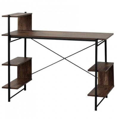 らくらく組立 棚付デスク W120cm ダークブラウン AKU104477503