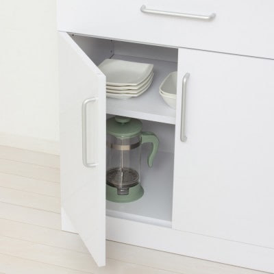 食器棚 幅60×高さ120 ホワイト ガラス扉 AKU1045058