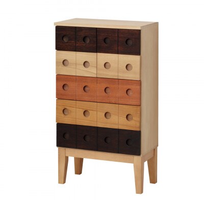 天然木 引き出し7杯 脚付きチェスト 幅50×奥行28×高さ90cm AKU1045061