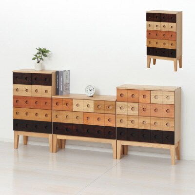 天然木 引き出し7杯 脚付きチェスト 幅50×奥行28×高さ90cm AKU1045061