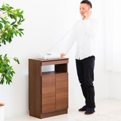 【完成品】ゴールデンFAX台 扉2枚タイプ ウォールナット AKU101747801