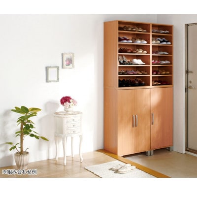 ツードア 扉付きシューズボックス(下駄箱) W60cm ナチュラル AKU100159801