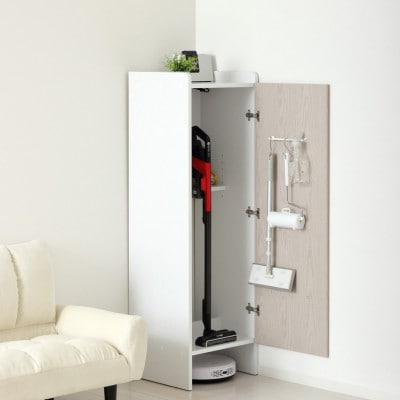 クリーナーグッズ収納(スティック掃除機・ロボット掃除機 収納) ホワイト