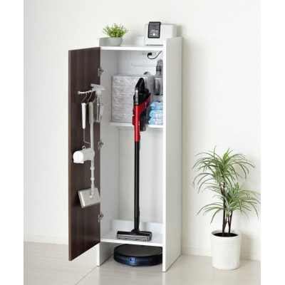 クリーナーグッズ収納(スティック掃除機・ロボット掃除機 収納) ブラウン