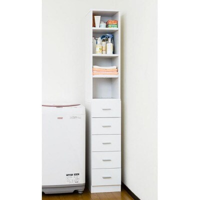 鏡面すきま収納タオルストッカー W30 ホワイト AKU1003482