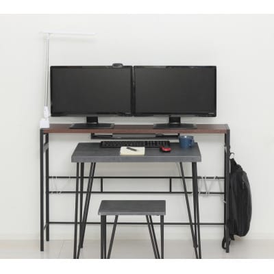 デュアルモニターテーブル ダークブラウン AKU102320801