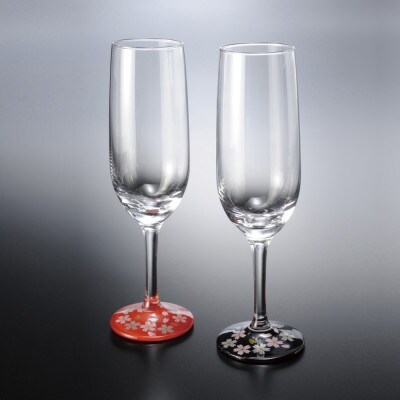 ぬりもん de Verre トールシャンパンペア 蒔絵 桜