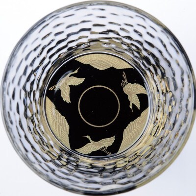 ぬりもん de Verre フリーグラス 蒔絵 万葉鶴 黒