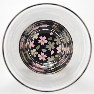 ぬりもん de Verre フリーグラス 蒔絵 桜 黒