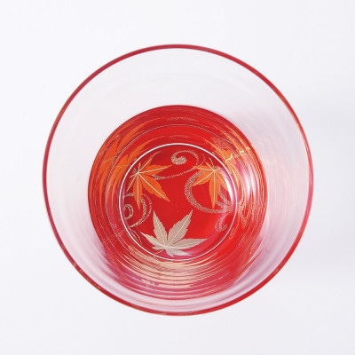 ぬりもん de Verre フリーグラス 蒔絵 紅葉 赤