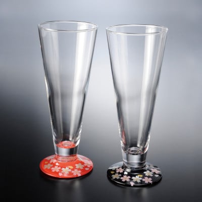 ぬりもん de Verre ピルスナー 蒔絵 桜 ペア