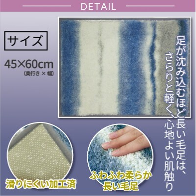 バスマット 約45×60cm すべりにくい加工 /タイダイ ブルー