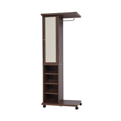 ミラー付ハンガーラック ワゴン ブラウン 62136