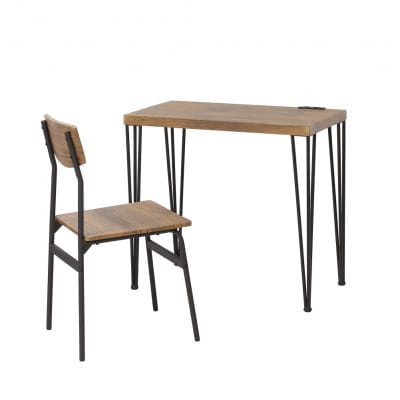 アートデスク2点セットコンセント付　ヴィンテージブラウン