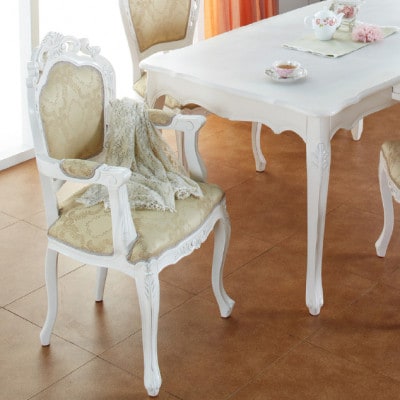 フランシスカチェア肘付　ホワイト