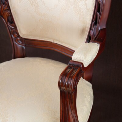 フランシスカチェア肘付　ブラウン