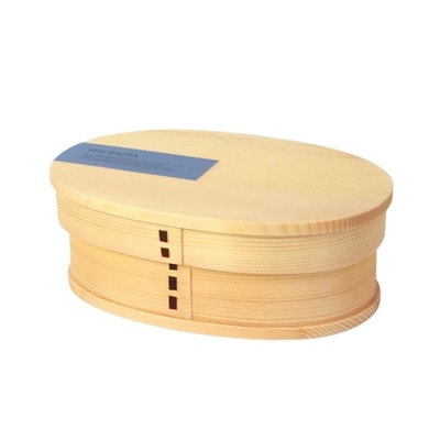 曲げわっぱ お弁当箱 600ml 小判型 MIN WAPPA ネイビー 白木