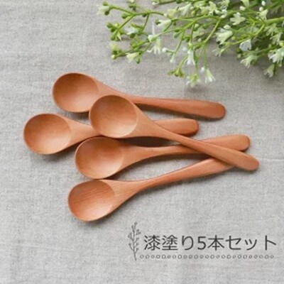 ティースプーン 食洗機対応 12.7cm 5本セット 木製 北欧風 紀州PROコート 漆塗り
