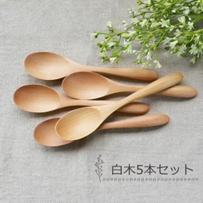 木製 マルチスプーン 170mm 5本セット 紀州PROコート 白木