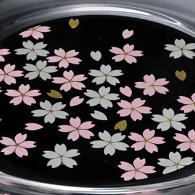 紀州塗り 【ぬりもん de Verr】丸小皿 「蒔絵/桜・黒」 直径14.8×2cm