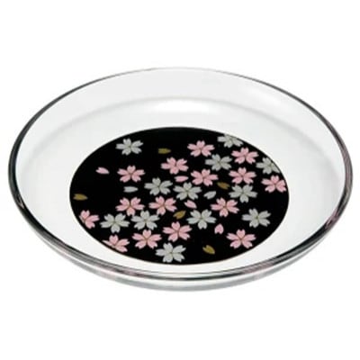 紀州塗り 【ぬりもん de Verr】丸小皿 「蒔絵/桜・黒」 直径14.8×2cm