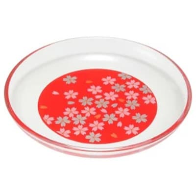紀州塗り 【ぬりもん de Verre】 丸小皿 「蒔絵/桜・赤」 直径14.8×2cm