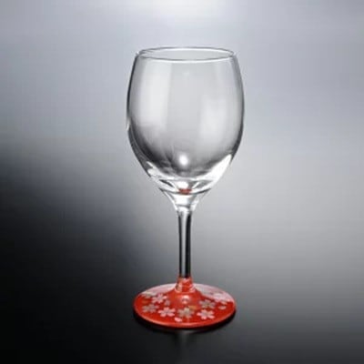 紀州塗り 【ぬりもん de Verre】 ワインカップ 「蒔絵/桜・赤」 300ml