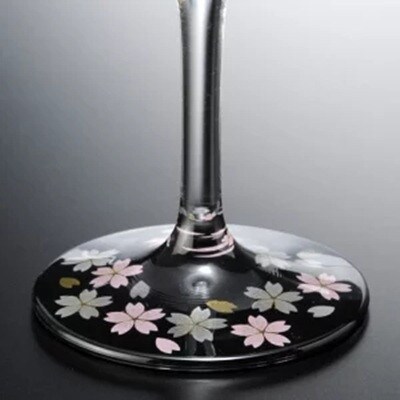 紀州塗り 【ぬりもん de Verre】 ワインカップ 「蒔絵/桜・黒」 300ml
