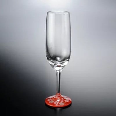 紀州塗り 【ぬりもん de Verre】 トールシャンパン 「蒔絵/桜・赤」 185ml