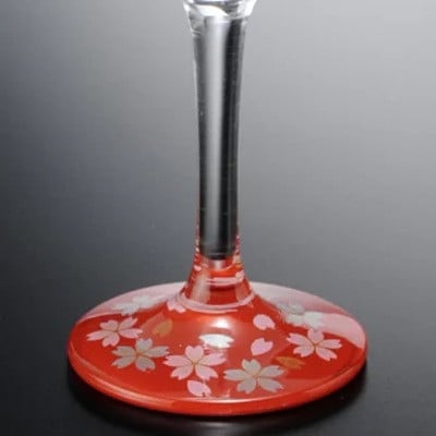 紀州塗り 【ぬりもん de Verre】 トールシャンパン 「蒔絵/桜・赤」 185ml