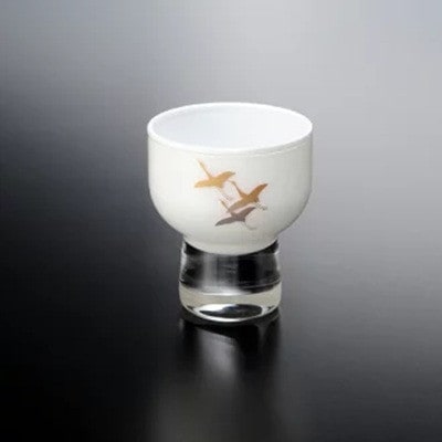 紀州塗り 【ぬりもん de Verre】 盃 「蒔絵/千羽鶴・白」 70ml