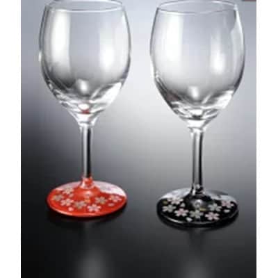 紀州塗り 【ぬりもん de Verre】 ワインカップ 「蒔絵/桜・赤黒」ペアセット 300ml