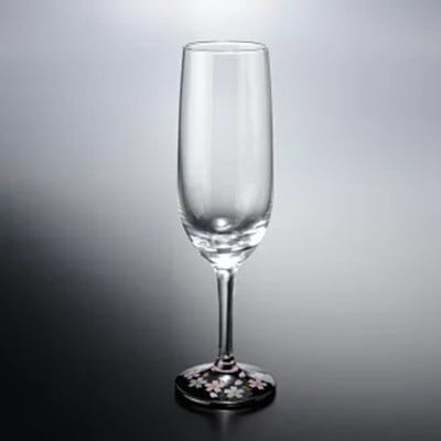 紀州塗り 【ぬりもん de Verre】 トールシャンパン 「蒔絵/桜・黒」 185ml