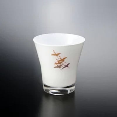 紀州塗り 【ぬりもん de Verre】 フリーグラス 「蒔絵/千羽鶴・白」 210ml