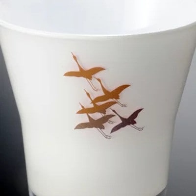 紀州塗り 【ぬりもん de Verre】 フリーグラス 「蒔絵/千羽鶴・白」 210ml