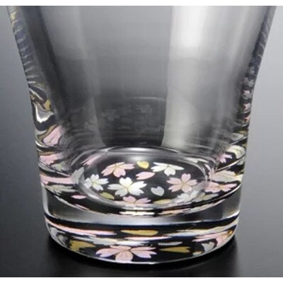 紀州塗り 【ぬりもん de Verre】 フリーグラス 「蒔絵/桜・黒」 210ml