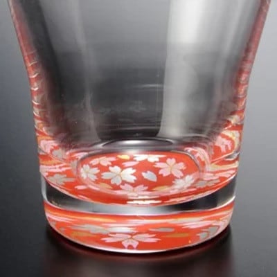 紀州塗り 【ぬりもん de Verre】 フリーグラス 「蒔絵/桜・赤」 210ml